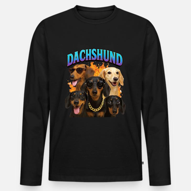 Dackel - Männer Premium Bio Langarmshirt - Schwarz