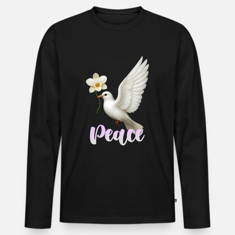 Weiße Taube - Männer Premium Bio Langarmshirt - Schwarz