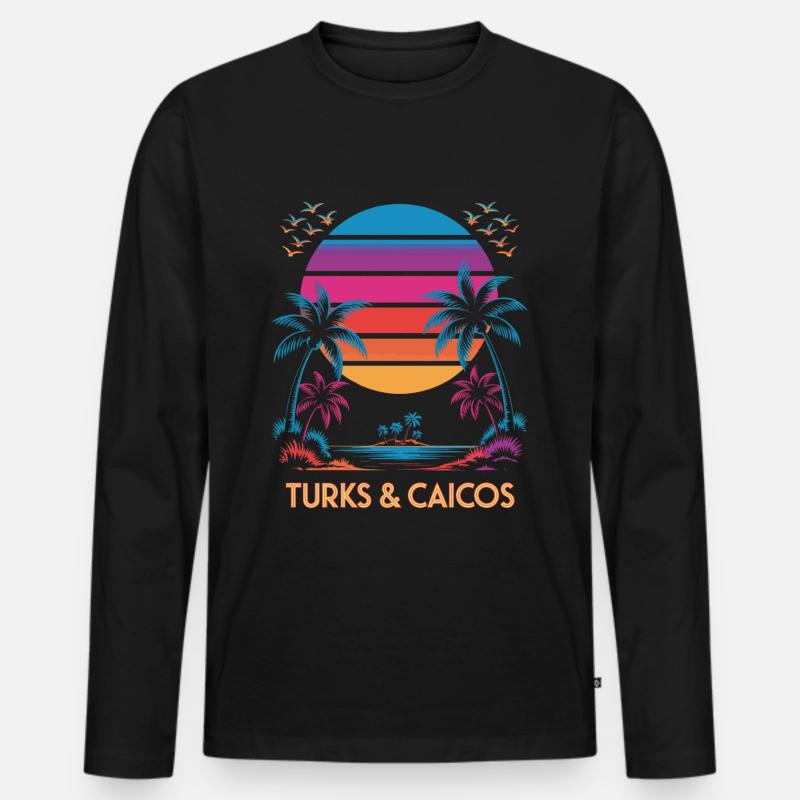 Turks- und Caicosinseln - Männer Premium Bio Langarmshirt - Schwarz