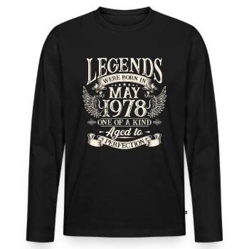 Les légendes sont nées en mai 1978 - T-shirt manches longues Premium bio Homme - noir - Devant - Nico (187cm)