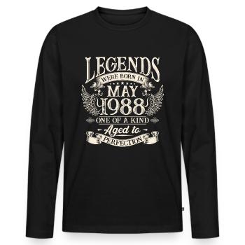 Les légendes sont nées en mai 1988 - T-shirt manches longues Premium bio Homme - noir - Devant - Nico (187cm)