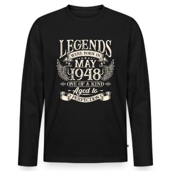 Legenden wurden im Mai 1948 geboren - Männer Premium Bio Langarmshirt - Schwarz - Vorne - Nico (187cm)