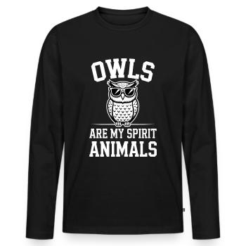 Eule Spruch Eulen Lustiges Eulen Geschenk - Männer Premium Bio Langarmshirt - Schwarz - Vorne - Nico (187cm)