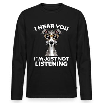 Greyhound Saying, Greyhound Joke, Greyhound Gift - Men's Premium Organic Long Sleeve Shirt - black - Front - Nico (187cm)