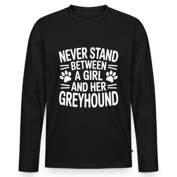 Greyhound Saying, Greyhound Joke, Greyhound Gift - Men's Premium Organic Long Sleeve Shirt - black - Front - Nico (187cm)