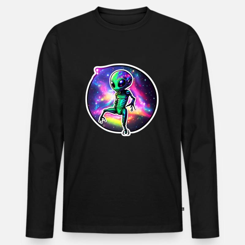 Alien Dance - Männer Premium Bio Langarmshirt - Schwarz