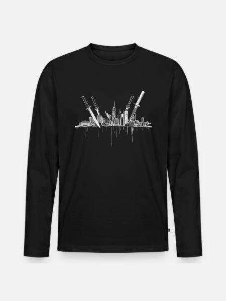 Messer Stadt - Männer Premium Bio Langarmshirt - Schwarz