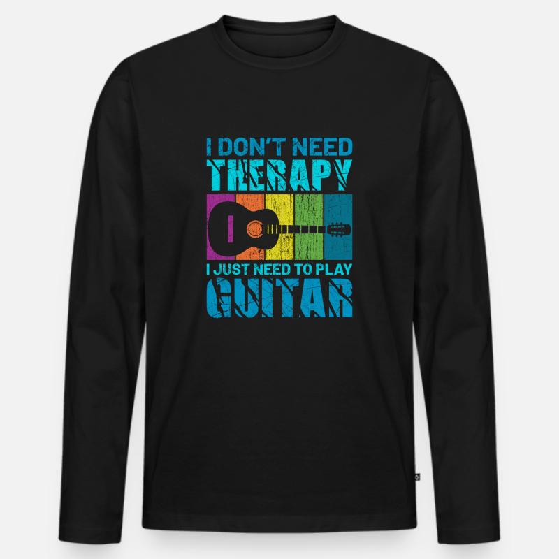 Akustik Gitarre Retro Spruch Geschenk - Männer Premium Bio Langarmshirt - Schwarz