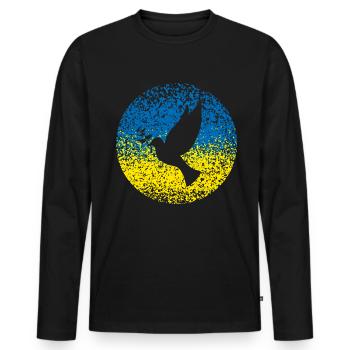 Ukraine Dove of Peace - Men's Premium Organic Long Sleeve Shirt - black - Front - Nico (187cm)