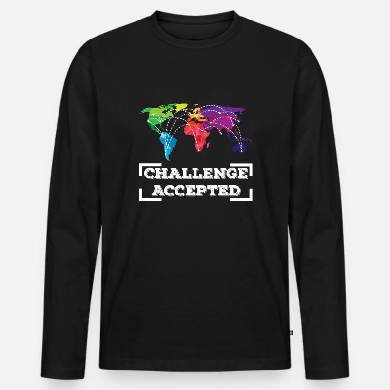 TRAVELING: Challenge Accepted - Männer Premium Bio Langarmshirt - Schwarz