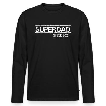 Superdad since 2021 Schrift Spruch - Männer Premium Bio Langarmshirt - Schwarz - Vorne - Nico (187cm)