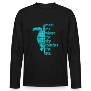 Turtle Slogan meet me Schildkröte Spruch Ozean - Männer Premium Bio Langarmshirt - Schwarz - Vorne - Nico (187cm)