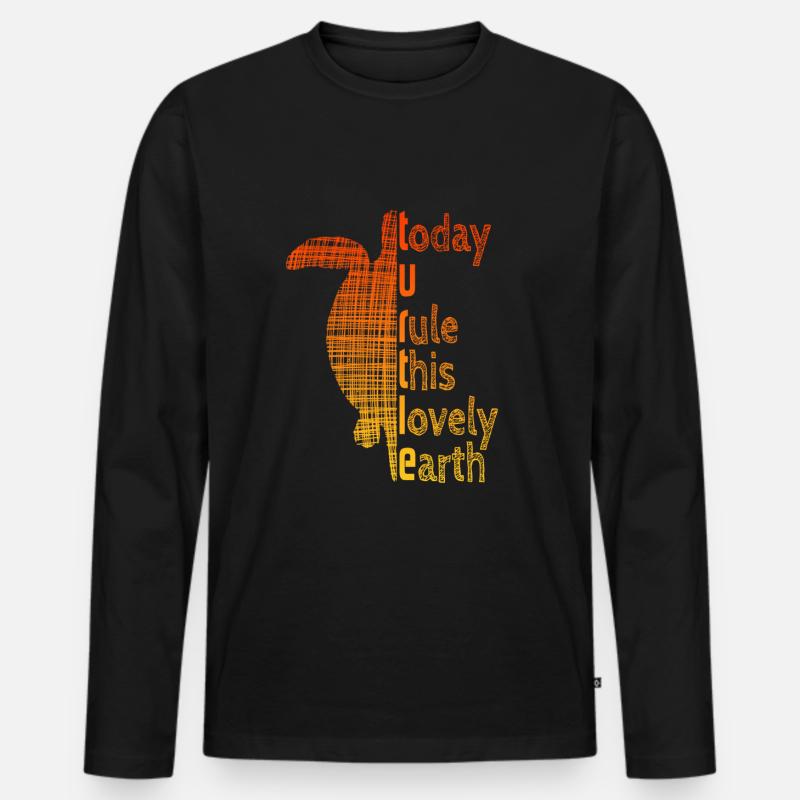 Turtle Sloga Schildkröte Spruch - Männer Premium Bio Langarmshirt - Schwarz