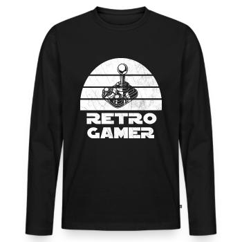 Retro Gamer Design with Joystick - Men's Premium Organic Long Sleeve Shirt - black - Front - Nico (187cm)