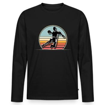 Handball Handballer - Männer Premium Bio Langarmshirt - Schwarz - Vorne - Nico (187cm)