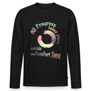 All progress takes place outside the comfort zone - Männer Premium Bio Langarmshirt - Schwarz - Vorne - Nico (187cm)
