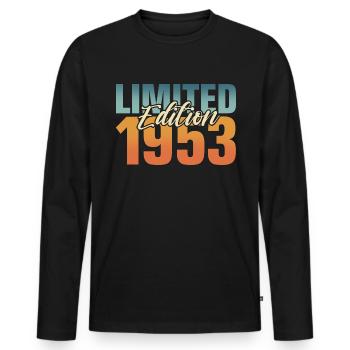 70th birthday Born 1953 70 years - Men's Premium Organic Long Sleeve Shirt - black - Front - Nico (187cm)