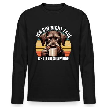 Ich Bin Nicht Faul Deutsch Drahthaar Jagdhund - Männer Premium Bio Langarmshirt - Schwarz - Vorne - Nico (187cm)