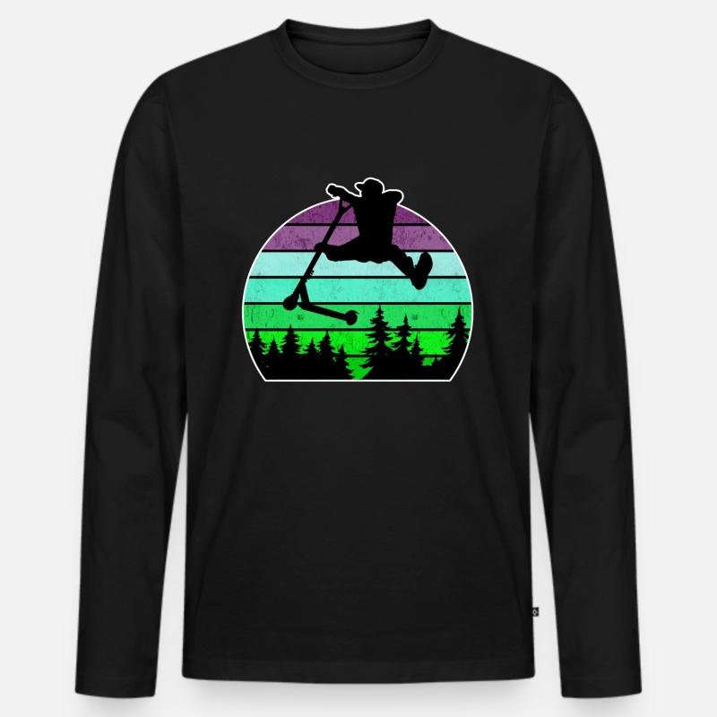 Escooter Scooter Stunt - Männer Premium Bio Langarmshirt - Schwarz