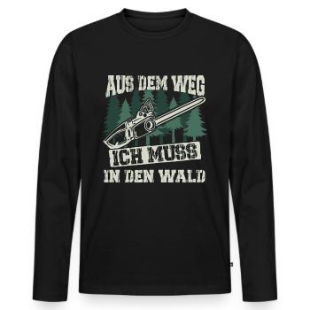 Aus dem Weg ich muss in den Wald - Männer Premium Bio Langarmshirt - Schwarz - Vorne - Nico (187cm)