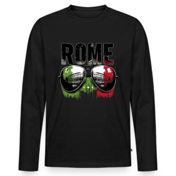 Rome Sunglasses with Colosseum - Men's Premium Organic Long Sleeve Shirt - black - Front - Nico (187cm)