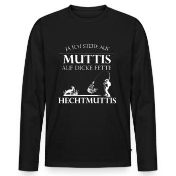 Hecht Angler - Männer Premium Bio Langarmshirt - Schwarz - Vorne - Nico (187cm)