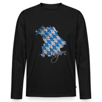 Bayern, Bavaria, Oberbayern - Männer Premium Bio Langarmshirt - Schwarz - Vorne - Nico (187cm)