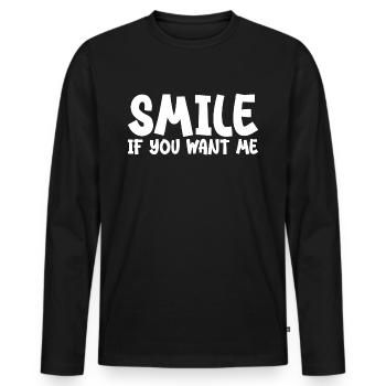 Smile If You Want Me - T-shirt manches longues Premium bio Homme - noir - Devant - Nico (187cm)