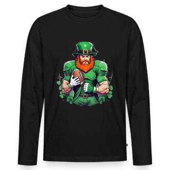 St. Patrick's Day Kleeblatt American Football - Männer Premium Bio Langarmshirt - Schwarz - Vorne - Nico (187cm)