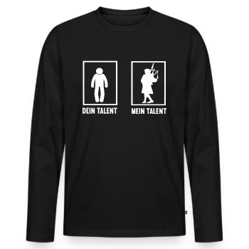Dein Talent Mein Talent Dudelsack Dudelsackspieler - Männer Premium Bio Langarmshirt - Schwarz - Vorne - Nico (187cm)