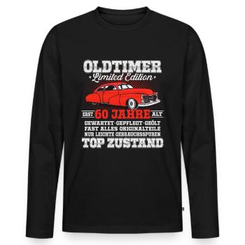 Oldtimer Baujahr 60 Jahre 60 Geburtstag Geschenk - Männer Premium Bio Langarmshirt - Schwarz - Vorne - Nico (187cm)