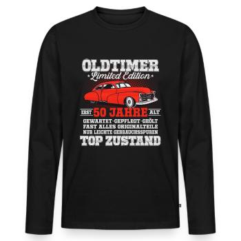 Oldtimer Baujahr 50 Jahre 50 Geburtstag Geschenk - Männer Premium Bio Langarmshirt - Schwarz - Vorne - Nico (187cm)