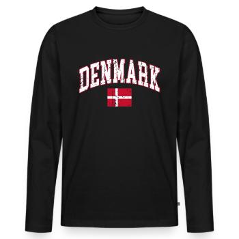 Danemark drapeau Danemark - T-shirt manches longues Premium bio Homme - noir - Devant - Nico (187cm)