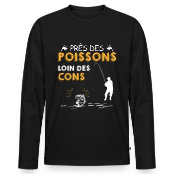 Peche pecheur pecheur Poissons - T-shirt manches longues Premium bio Homme - noir - Devant - Nico (187cm)