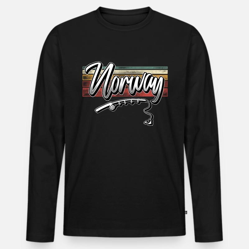 Norwegen Angeln - Männer Premium Bio Langarmshirt - Schwarz