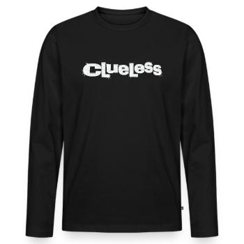 Clueless Glitzer Logo - Männer Premium Bio Langarmshirt - Schwarz - Vorne - Nico (187cm)
