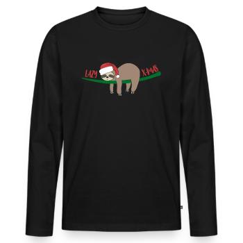Sloth christmas - Men's Premium Organic Long Sleeve Shirt - black - Front - Nico (187cm)