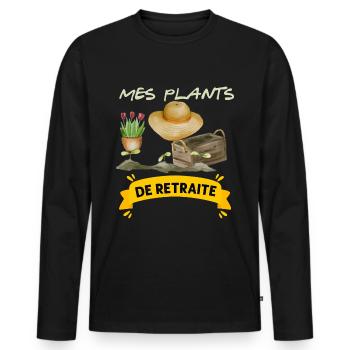 Plan de Retraite Humour Plantes Homme Jardinier - T-shirt manches longues Premium bio Homme - noir - Devant - Nico (187cm)