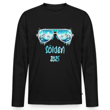 Sölden 2025 - Männer Premium Bio Langarmshirt - Schwarz - Vorne - Nico (187cm)