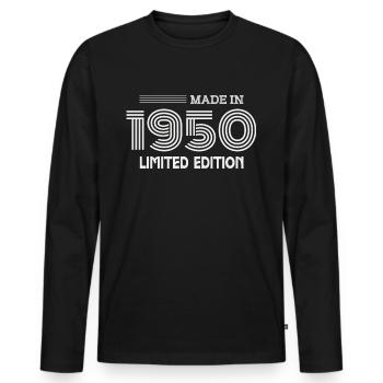 Geburtstagsgeschenk aus den 1950er Jahren Geschenkidee aus den 1950er Jahren - Männer Premium Bio Langarmshirt - Schwarz - Vorne - Nico (187cm)
