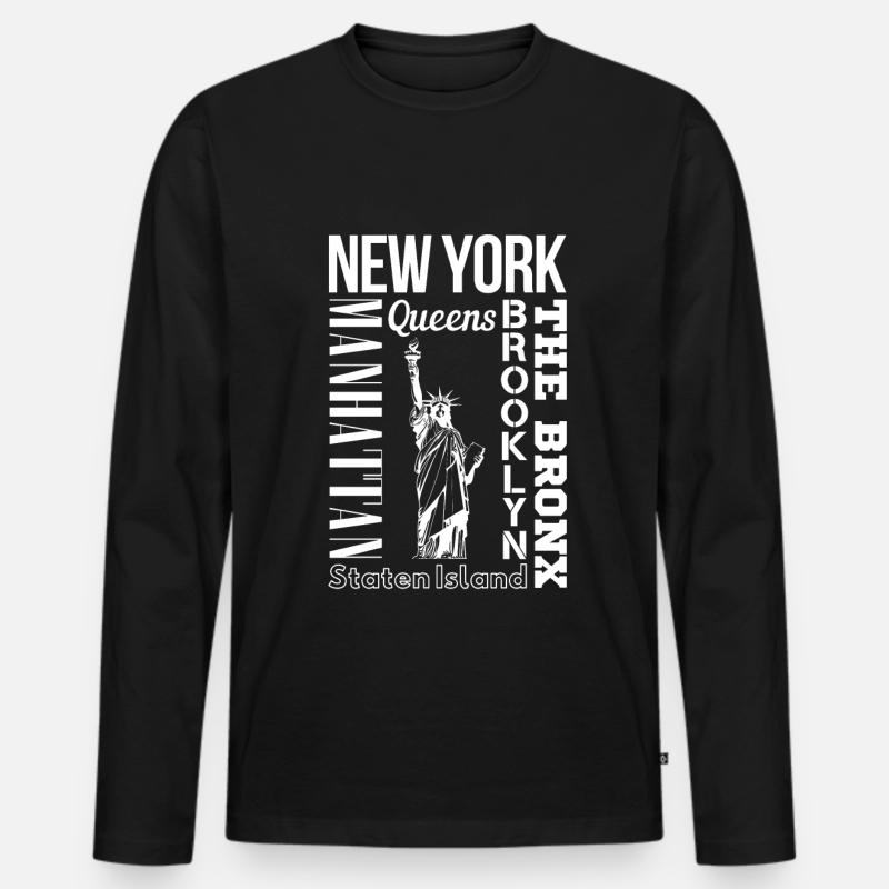New York - Männer Premium Bio Langarmshirt - Schwarz