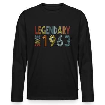 Legendary since 1963 - Männer Premium Bio Langarmshirt - Schwarz - Vorne - Nico (187cm)