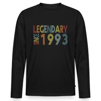 Legendary since 1993 - Men's Premium Organic Long Sleeve Shirt - black - Front - Nico (187cm)