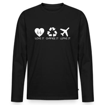 love it change it or leave it Das Entscheidershirt - Männer Premium Bio Langarmshirt - Schwarz - Vorne - Nico (187cm)
