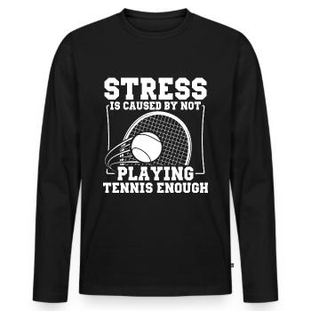Stress is triggered by too little tennis - Men's Premium Organic Long Sleeve Shirt - black - Front - Nico (187cm)