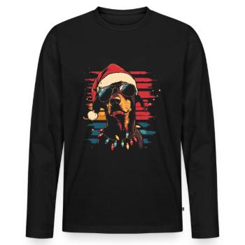 Doberman Christmas Sunglasses - Men's Premium Organic Long Sleeve Shirt - black - Front - Nico (187cm)