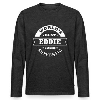 Eddie world's best cadeau prenom eddie - T-shirt manches longues Premium bio Homme - anthracite chiné - Devant - Nico (187cm)
