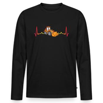 Bagger Radlader Bau Baustelle Herzschlag - Männer Premium Bio Langarmshirt - Schwarz - Vorne - Nico (187cm)