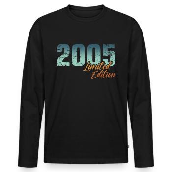 18e anniversaire 2005 Né 18 ans - T-shirt manches longues Premium bio Homme - noir - Devant - Nico (187cm)