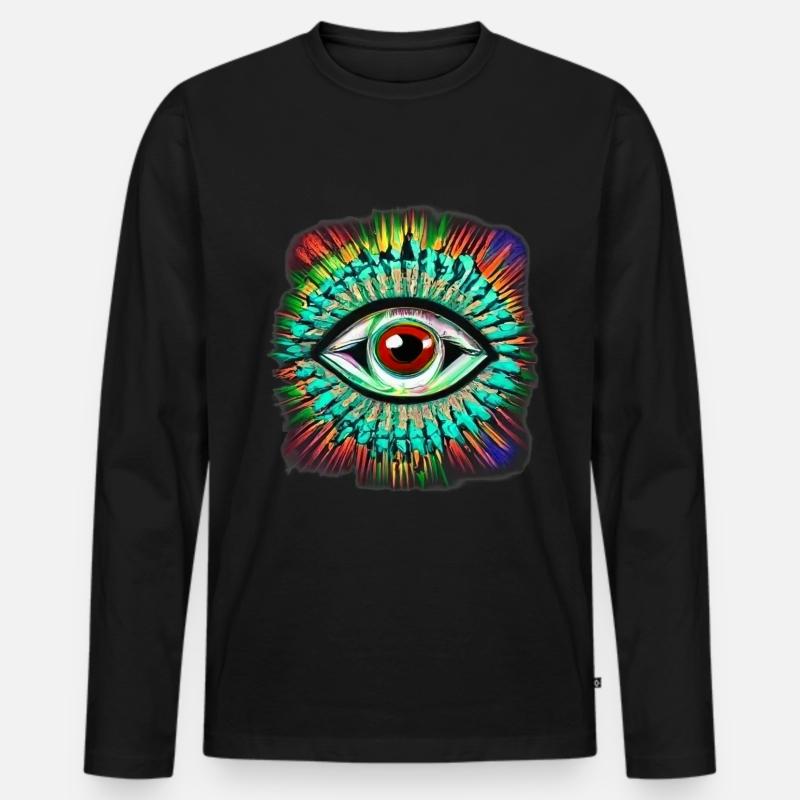 Psychedelisches Auge - Männer Premium Bio Langarmshirt - Schwarz